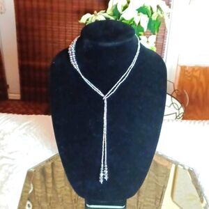 SILVER BEADED‎ Sash Necklace  22 Long